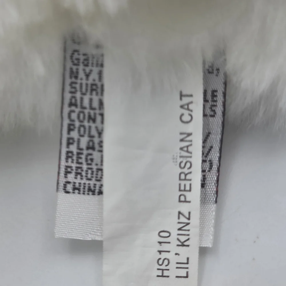 GANZ White Perisan Fluffy Plush Cat with Pink Ear and Nose Details